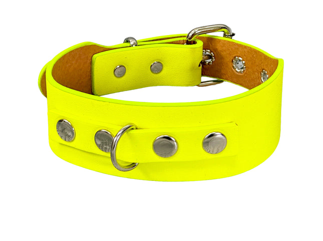 FCK654  D RING WIDE BONDAGE LARGE RIVET VEGAN CHOKER