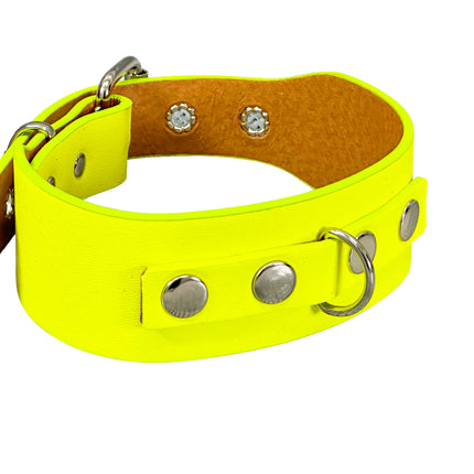 FCK654  D RING WIDE BONDAGE LARGE RIVET VEGAN CHOKER