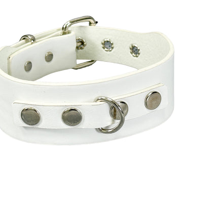 FCK654P  PATENT NEON D RING WIDE BONDAGE LARGE RIVET  CHOKER