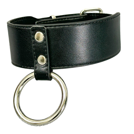 FCK658M  O RING WIDE BONDAGE LARGE RIVET VEGAN CHOKER