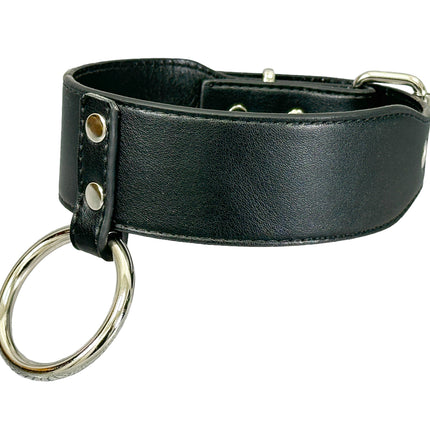 FCK658M  O RING WIDE BONDAGE LARGE RIVET VEGAN CHOKER