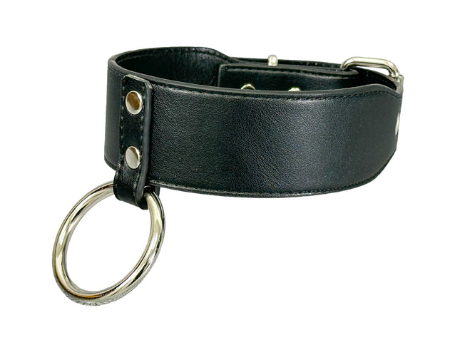 FCK658M  O RING WIDE BONDAGE LARGE RIVET VEGAN CHOKER