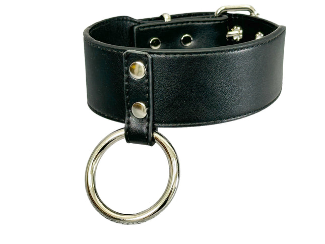FCK658M  O RING WIDE BONDAGE LARGE RIVET VEGAN CHOKER