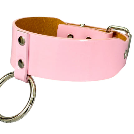 FCK658M  O RING WIDE BONDAGE LARGE RIVET VEGAN CHOKER