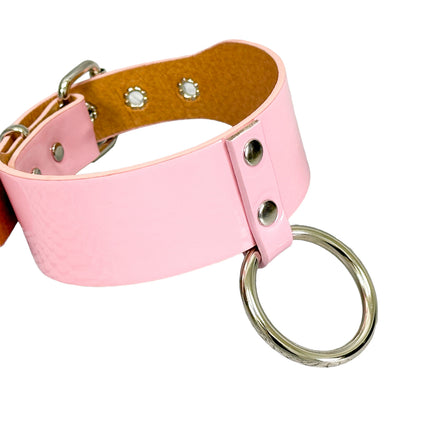 FCK658M  O RING WIDE BONDAGE LARGE RIVET VEGAN CHOKER