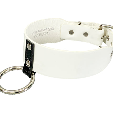 FCK658P  PATENT NEON O RING WIDE BONDAGE LARGE RIVET  CHOKER