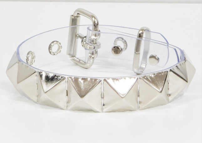 FCK670VN-CLR  JUMBO 1"  PYRAMID STUDDED CLEAR CHOKER