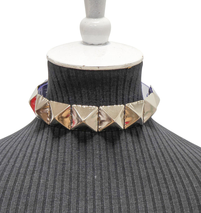 FCK670  JUMBO 1"  PYRAMID STUDDED LEATHER CHOKER