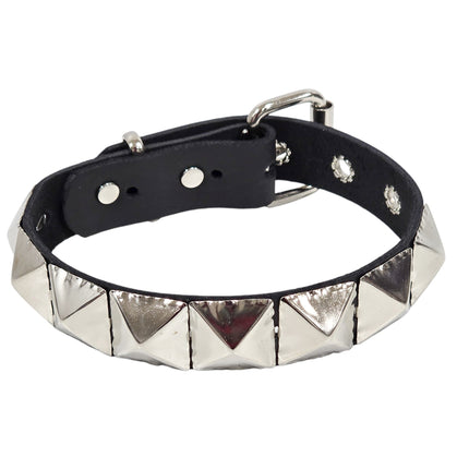 FCK670  JUMBO 1"  PYRAMID STUDDED LEATHER CHOKER