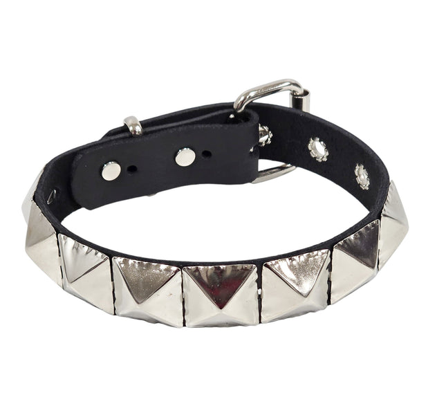 FCK670  JUMBO 1"  PYRAMID STUDDED LEATHER CHOKER