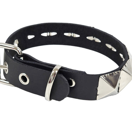 FCK670  JUMBO 1"  PYRAMID STUDDED LEATHER CHOKER
