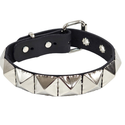 FCK670  JUMBO 1"  PYRAMID STUDDED LEATHER CHOKER