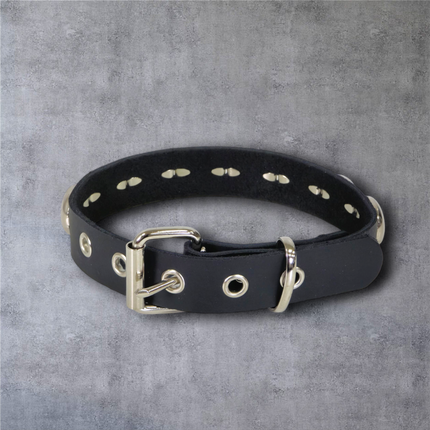 FCK671  JUMBO 1"  ROUND STUDDED LEATHER CHOKER