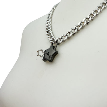 FK948 STAR CUBAN CHAIN PADLOCK NECKLACE