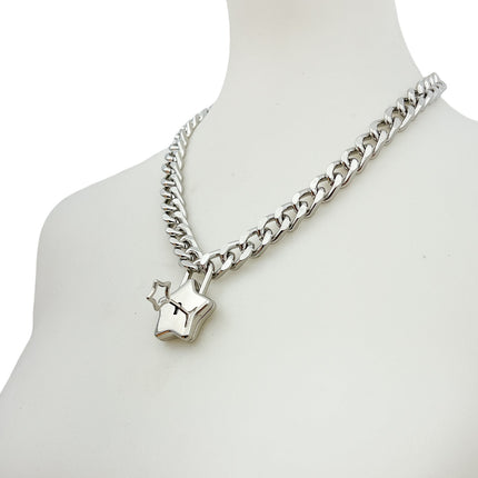 FK948 STAR CUBAN CHAIN PADLOCK NECKLACE
