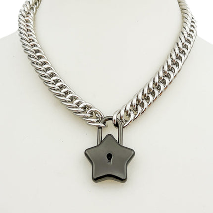 FC939 STAR LOCK DOUBLE LINK CUBAN PREMIUM CHAIN NECKLACE