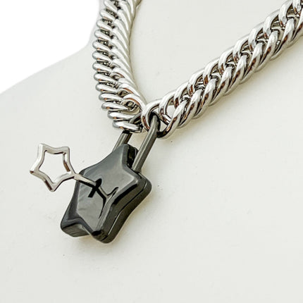 FC939 STAR LOCK DOUBLE LINK CUBAN PREMIUM CHAIN NECKLACE