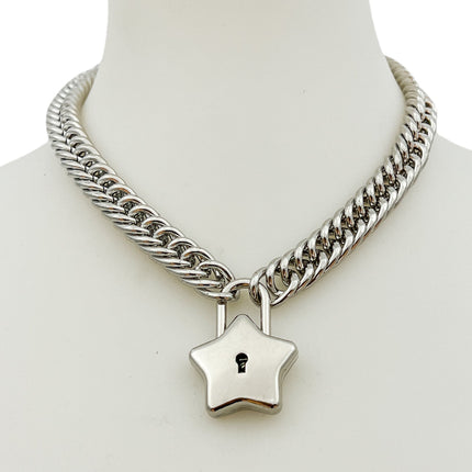FC939 STAR LOCK DOUBLE LINK CUBAN PREMIUM CHAIN NECKLACE