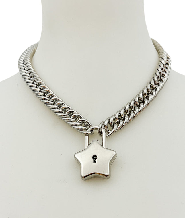 FC939 STAR LOCK DOUBLE LINK CUBAN PREMIUM CHAIN NECKLACE