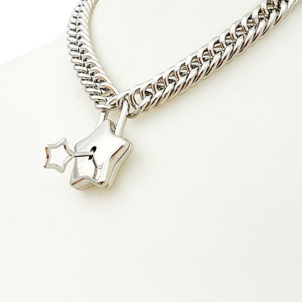 FC939 STAR LOCK DOUBLE LINK CUBAN PREMIUM CHAIN NECKLACE