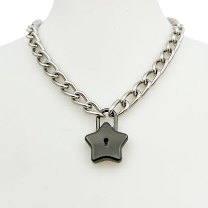 FC944 STAR LOCK REGULAR STEEL CHAIN PADLOCK NECKLACE