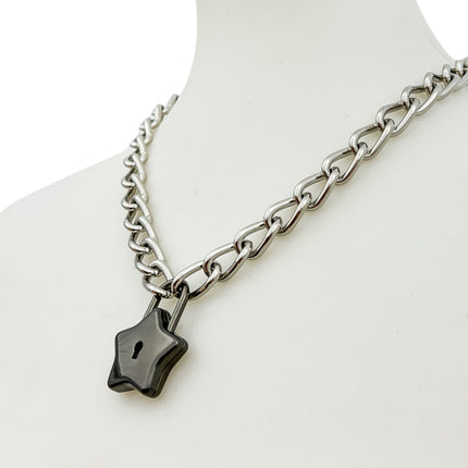 FC944 STAR LOCK REGULAR STEEL CHAIN PADLOCK NECKLACE