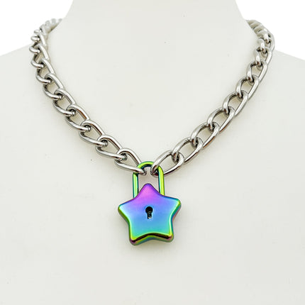 FC944 STAR LOCK REGULAR STEEL CHAIN PADLOCK NECKLACE