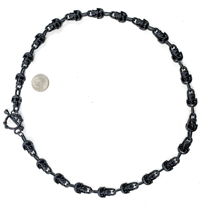 FCK911-BS  BLACK SKULL CHAIN LINK NECKLACE