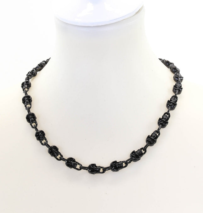 FCK911-BS  BLACK SKULL CHAIN LINK NECKLACE