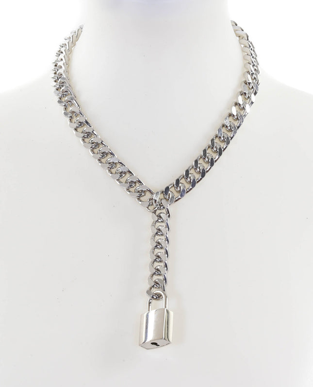 FCK912SQ DIAMOND LINK CHAIN HANGING SQUARE LOCK PENDANT