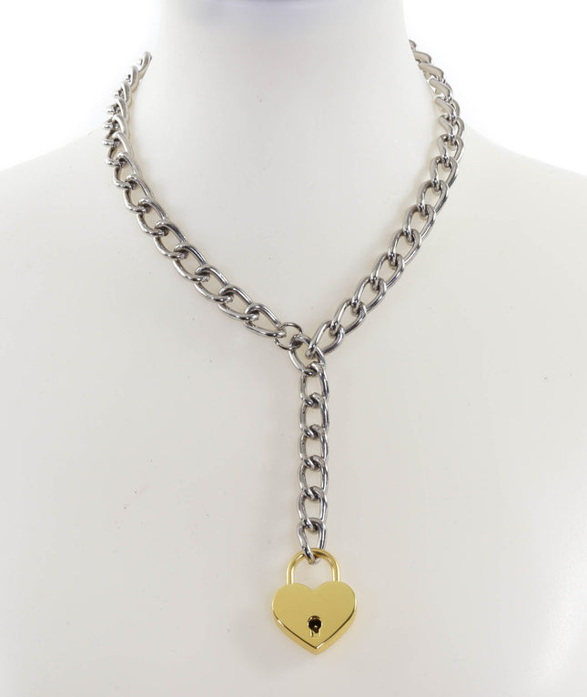 FCK914HT REGULAR LINK CHAIN HANGING HEART LOCK PENDANT