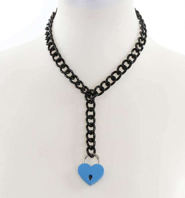 FCK916HT BLACK REGULAR CHAIN HANGING HEART LOCK PENDANT