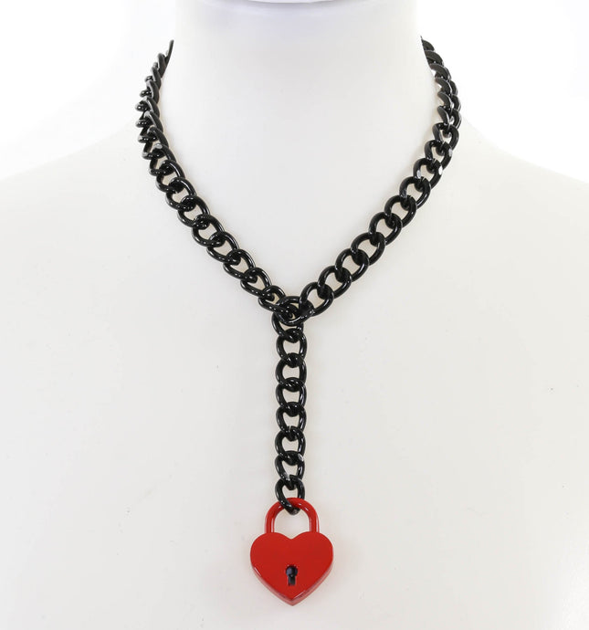 FCK916HT BLACK REGULAR CHAIN HANGING HEART LOCK PENDANT