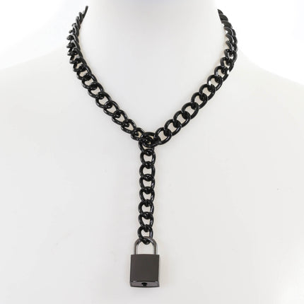 FCK916SQ BLACK REGULAR CHAIN HANGING SQUARE LOCK PENDANT