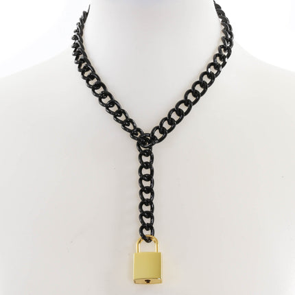 FCK916SQ BLACK REGULAR CHAIN HANGING SQUARE LOCK PENDANT