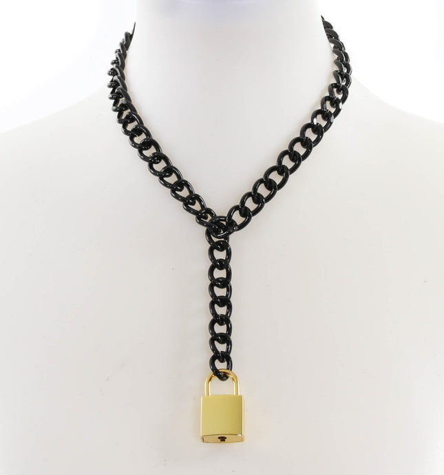 FCK916SQ BLACK REGULAR CHAIN HANGING SQUARE LOCK PENDANT