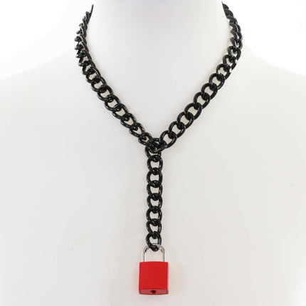 FCK916SQ BLACK REGULAR CHAIN HANGING SQUARE LOCK PENDANT