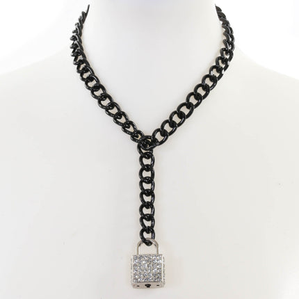 FCK916SQ BLACK REGULAR CHAIN HANGING SQUARE LOCK PENDANT