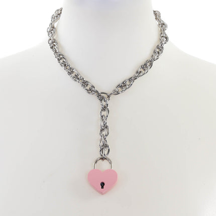 FCK918HT ROPE CHAIN HANGING HEART LOCK PENDANT WITH KEYS