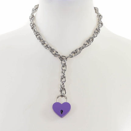 FCK918HT ROPE CHAIN HANGING HEART LOCK PENDANT WITH KEYS