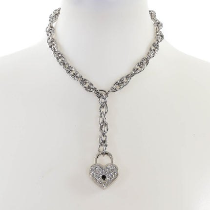 FCK918HT ROPE CHAIN HANGING HEART LOCK PENDANT WITH KEYS
