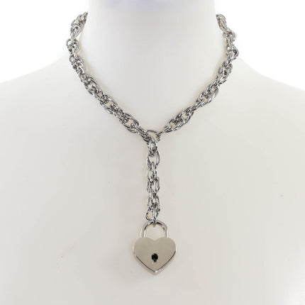 FCK918HT ROPE CHAIN HANGING HEART LOCK PENDANT WITH KEYS