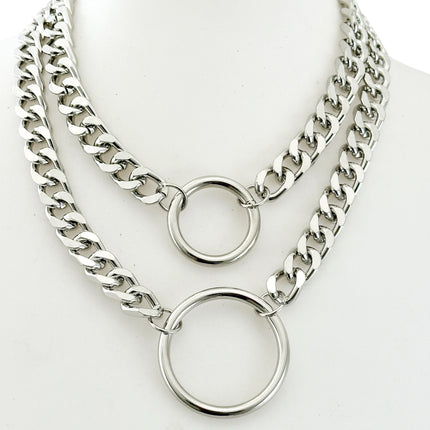 FCK925DC  HEAVY CUBAN DIAMOND CUT  CHAIN DOUBLE DOUBLE RING CHOKER