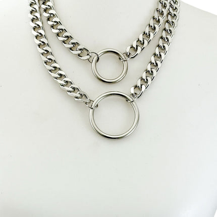 FCK925DC  HEAVY CUBAN DIAMOND CUT  CHAIN DOUBLE DOUBLE RING CHOKER
