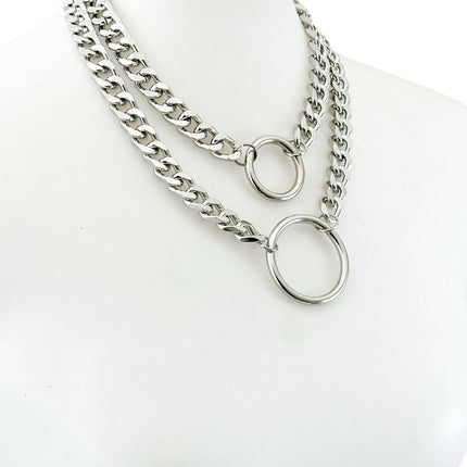 FCK925DC  HEAVY CUBAN DIAMOND CUT  CHAIN DOUBLE DOUBLE RING CHOKER