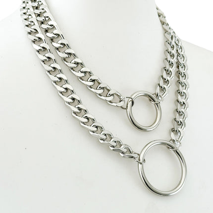 FCK925DC  HEAVY CUBAN DIAMOND CUT  CHAIN DOUBLE DOUBLE RING CHOKER
