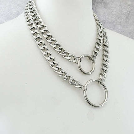 FCK925DC  HEAVY CUBAN DIAMOND CUT  CHAIN DOUBLE DOUBLE RING CHOKER