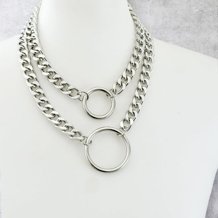 FCK925DC  HEAVY CUBAN DIAMOND CUT  CHAIN DOUBLE DOUBLE RING CHOKER