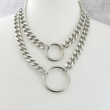 FCK925DC  HEAVY CUBAN DIAMOND CUT  CHAIN DOUBLE DOUBLE RING CHOKER