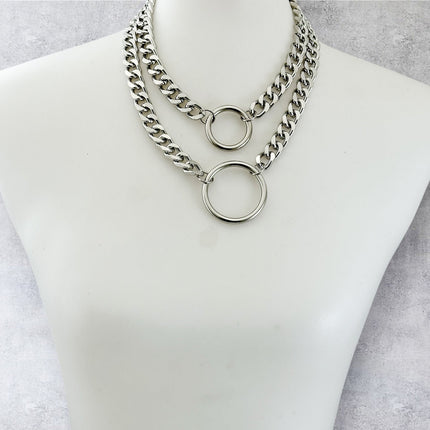 FCK925DC  HEAVY CUBAN DIAMOND CUT  CHAIN DOUBLE DOUBLE RING CHOKER